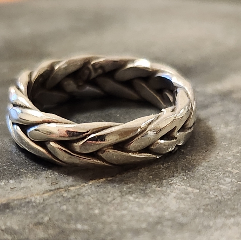Braided Solid 925 Sterling Silver Ring Size 5 Mex… - image 2